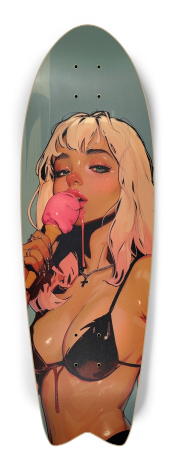 Pink ice cream bikini girl skateboard