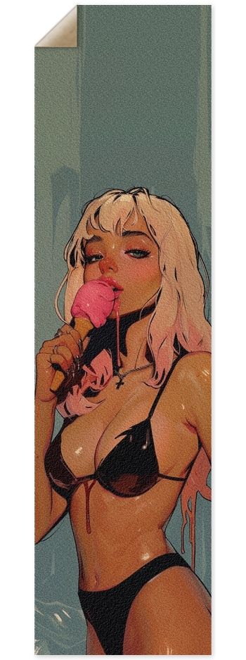 Pink ice cream bikini girl skateboard