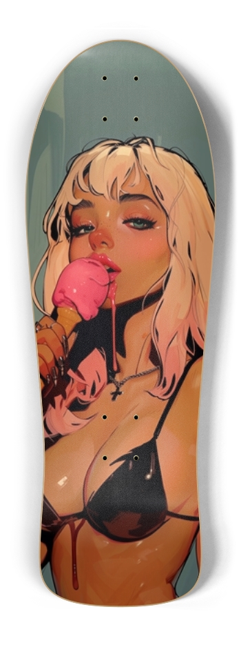 Pink ice cream bikini girl skateboard Old School Shape