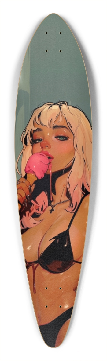 Pink ice cream bikini girl skateboard