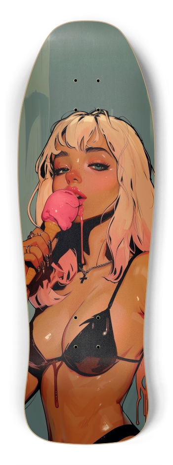 Pink ice cream bikini girl skateboard