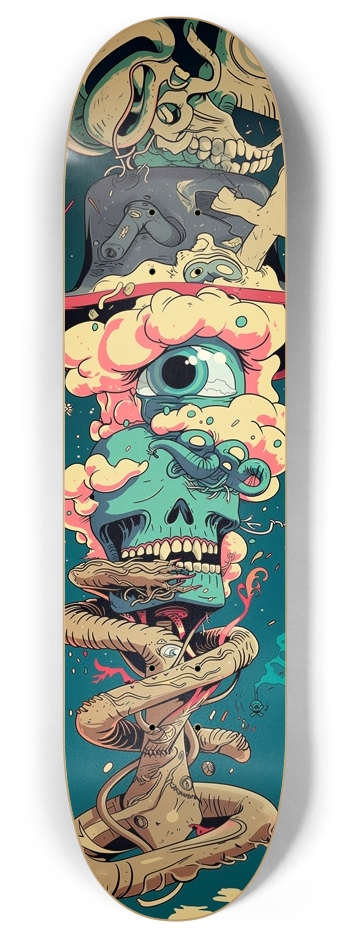 Rotten skull totem 8 Inch Skateboard Deck