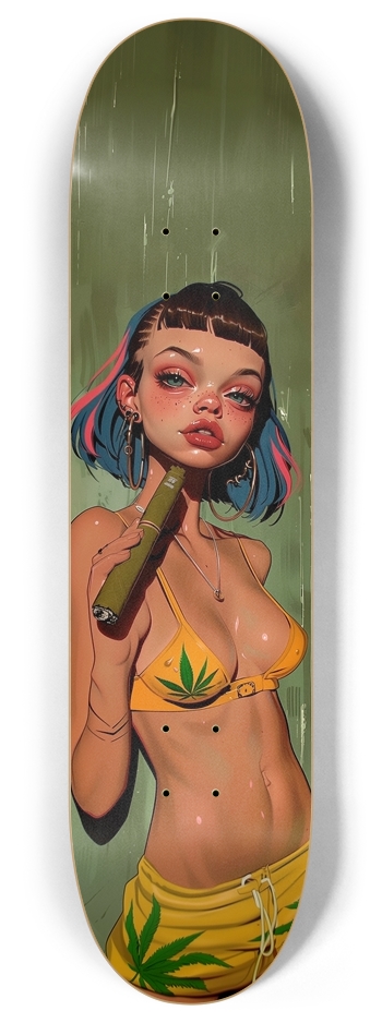 Stoned bikini weed girl 8 Inch Skateboard Deck