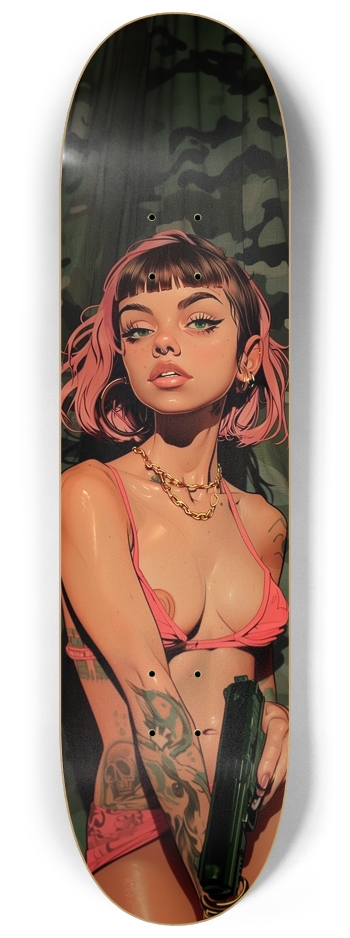 Bikini gun girl 8-1/4 Skateboard Deck