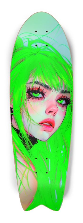 Anime cyber neon girl illustration Fish Tail