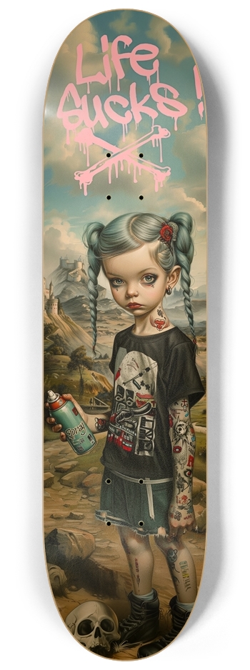 Life Sucks punk kid deck 8-1/4 Skateboard Deck