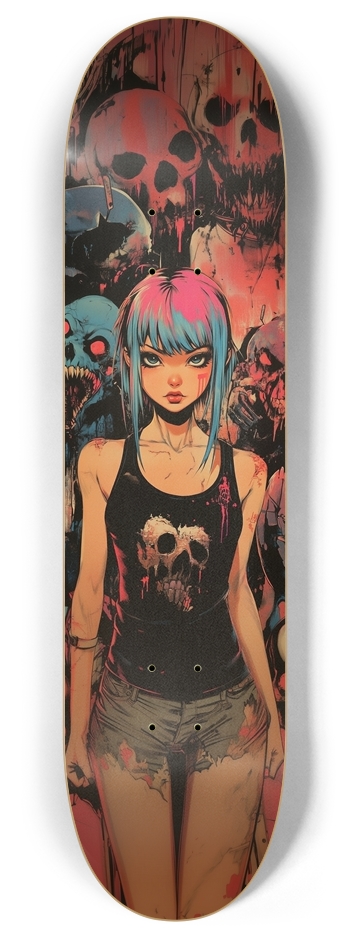 Bad punk skull girl 8 Inch Skateboard Deck