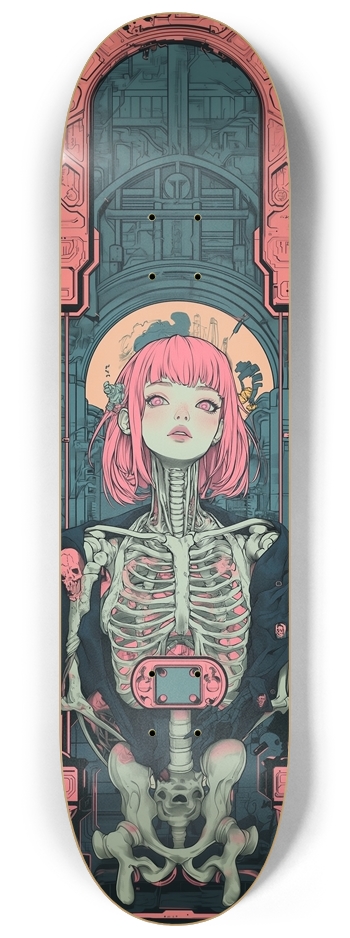 Cyberpunk skull girl 8-1/4 Skateboard Deck