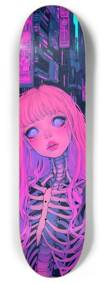 Cyber skeleton girl 8 Inch Skateboard Deck