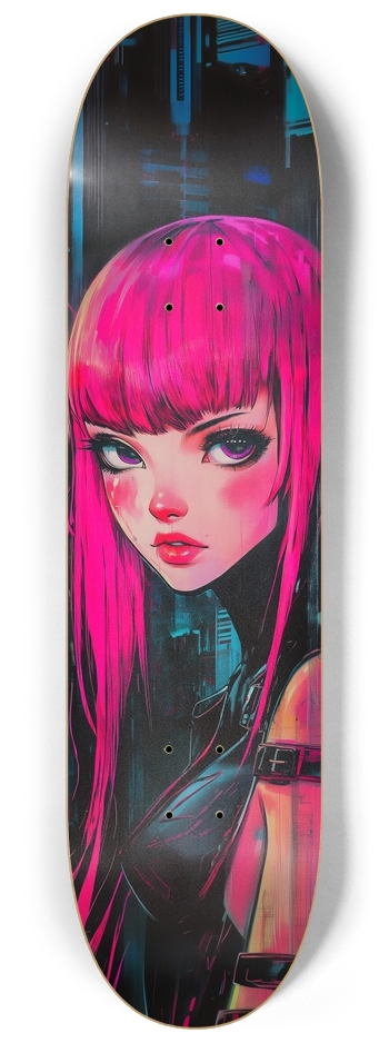 cyberpunk pink girl 8-1/4 Skateboard Deck