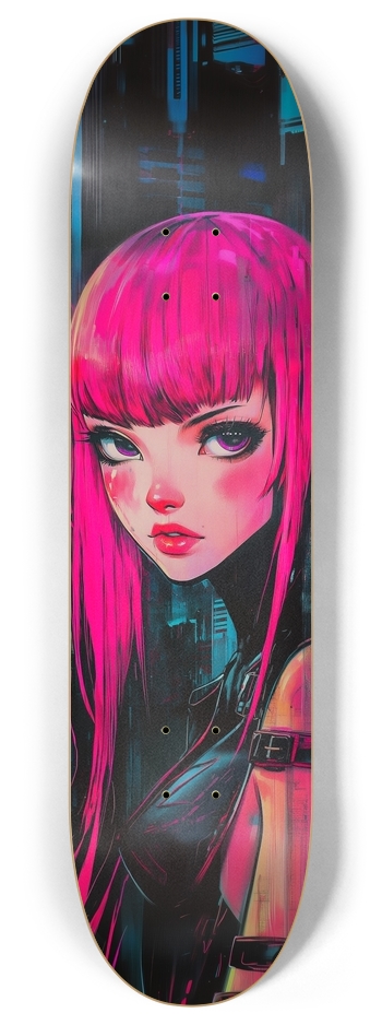 cyberpunk pink girl 8 Inch Skateboard Deck