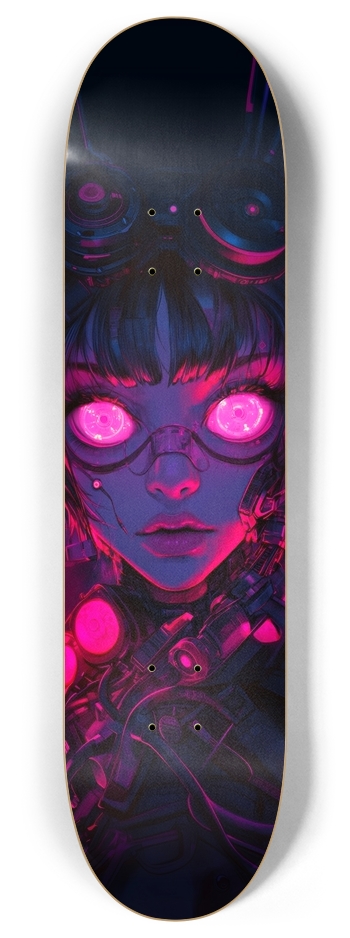 Cyber pink eyes girl 8 Inch Skateboard Deck