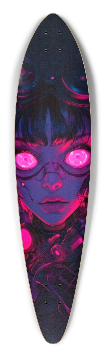 Cyber pink eyes girl Pintail Longboard