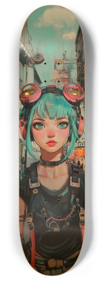 Retro cyberpunk girl 8 Inch Skateboard Deck