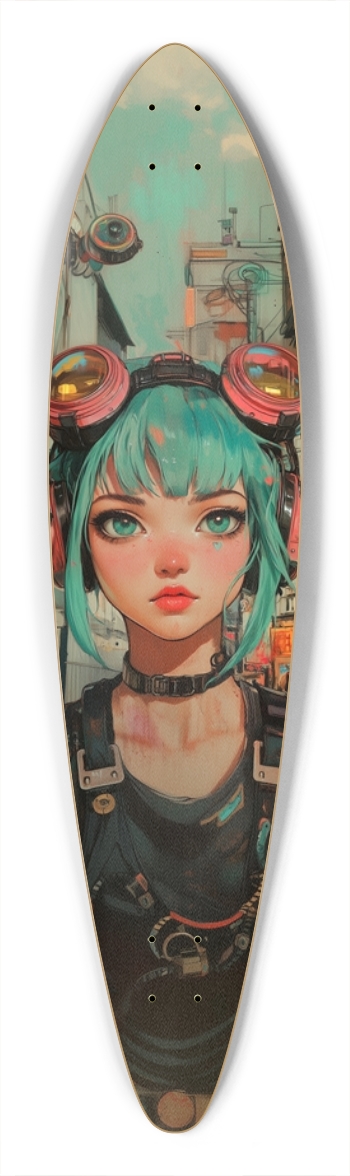 Retro cyberpunk girl Pintail Longboard