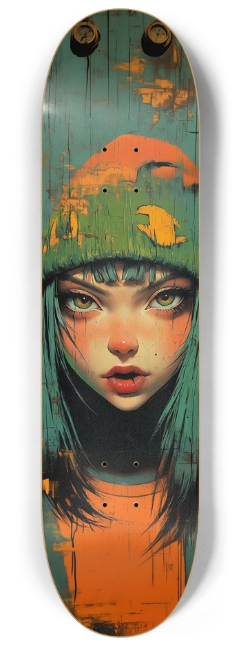 Used painting girl portrait 8-1/4 Skateboard Deck