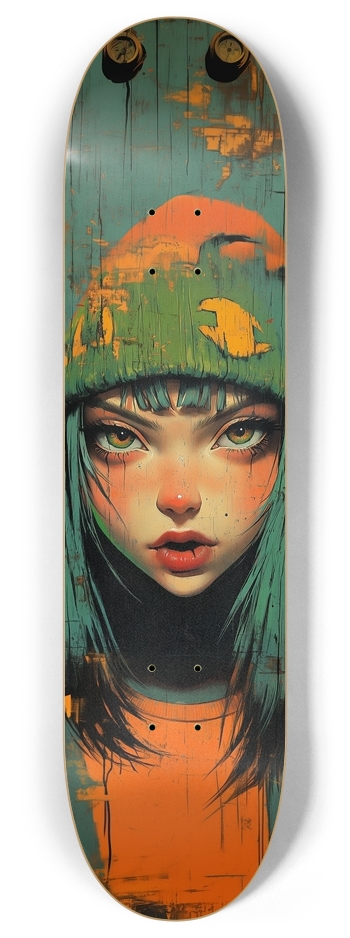 Used painting girl portrait 8 Inch Skateboard Deck