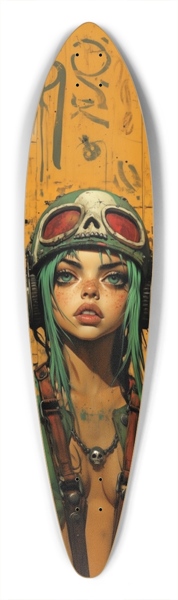 Warior skull girl Pintail Longboard