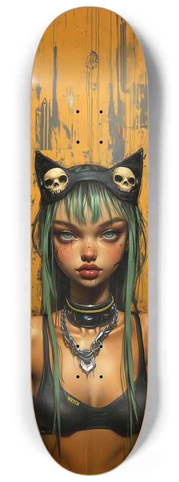 Skull cat girl 8-1/4 Skateboard Deck