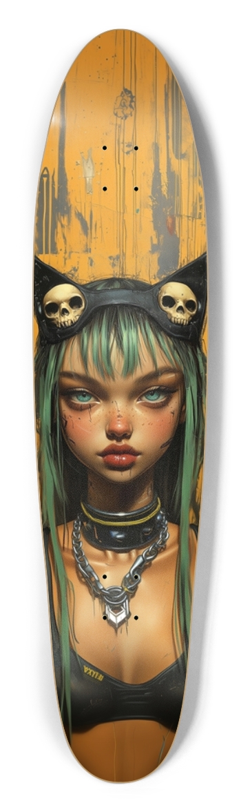 Skull cat girl Longboard Shape