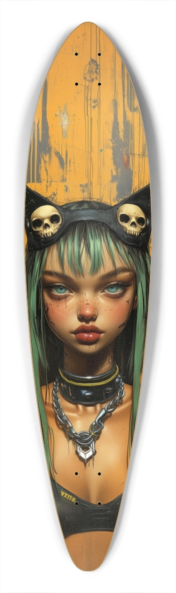 Skull cat girl Pintail Longboard