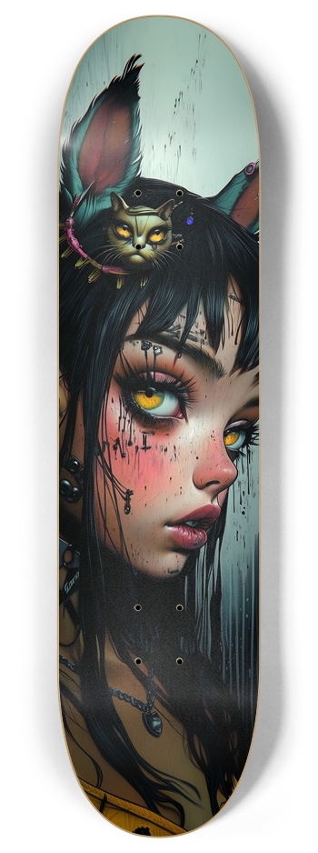 Cat girl 8 Inch Skateboard Deck