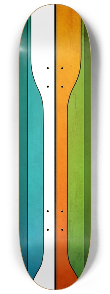 (White is deck wood) vintage colors deck 8-1/4 Skateboard Deck