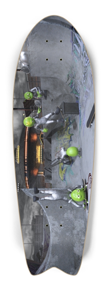 Aliens Skateboarding.