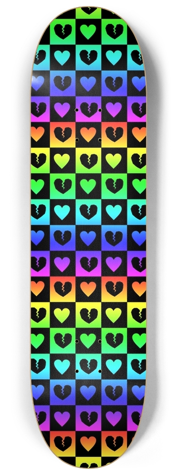 Rainbow Pride Love Heart Checkers 8-1/4 Skateboard Deck