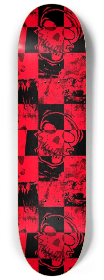 Red Grunge Skull 8-1/4 Skateboard Deck