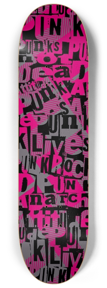 Pink Punk Rock 8-1/4 Skateboard Deck