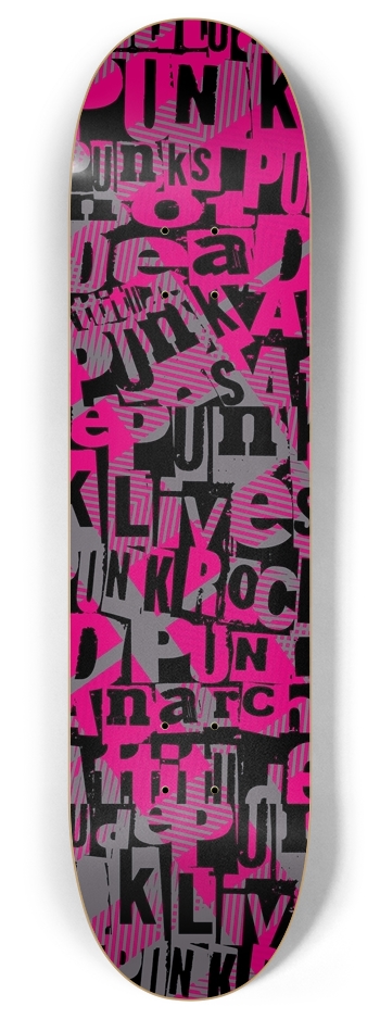 Pink Punk Rock 8 Inch Skateboard Deck