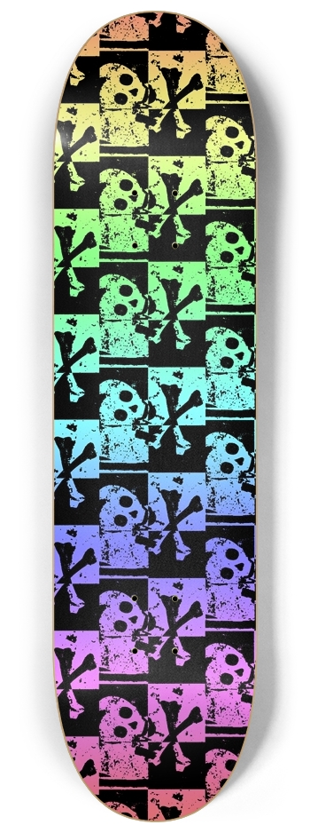 Rainbow Skull Checkers 8-1/4 Skateboard Deck