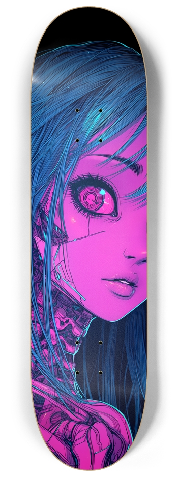 Cyberpunk pink Skull Girl 8-1/4 Skateboard Deck
