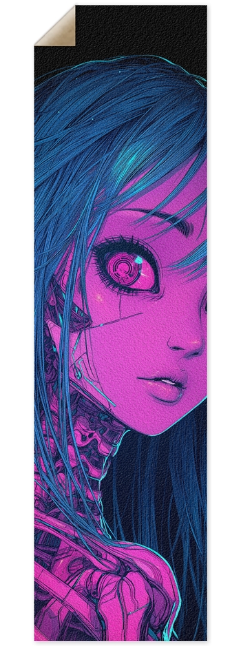 Cyberpunk pink Skull Girl 9 x 33 Inch Griptape