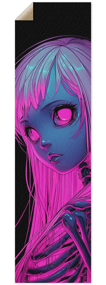 Cyberpunk pink Skull Doll 9 x 33 Inch Griptape