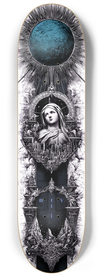 (White is transparent) Mary keeps watch 8-1/4 Skateboard Deck