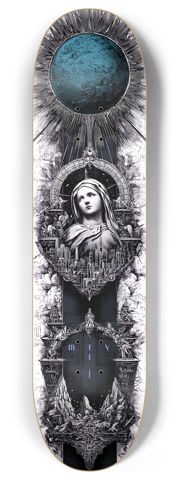 (White is transparent) Mary keeps watch 8 Inch Skateboard Deck