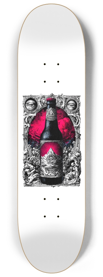 (White is wood deck) Illuminati Beer 8-1/4 Skateboard Deck