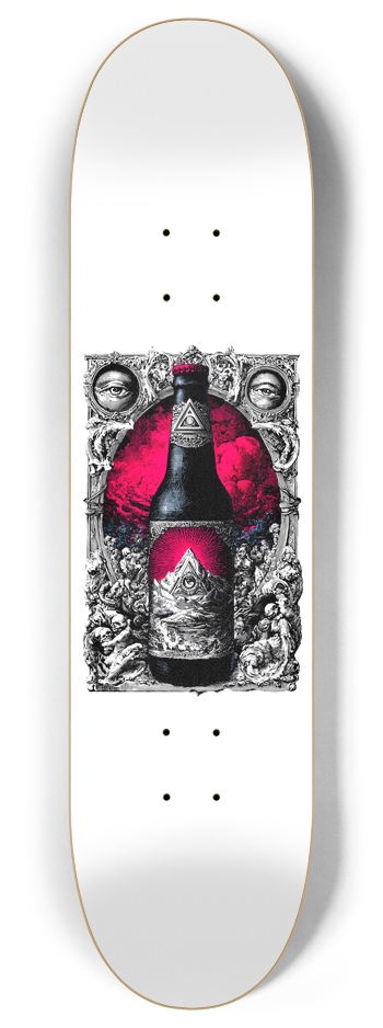 (White is wood deck) Illuminati Beer 8 Inch Skateboard Deck