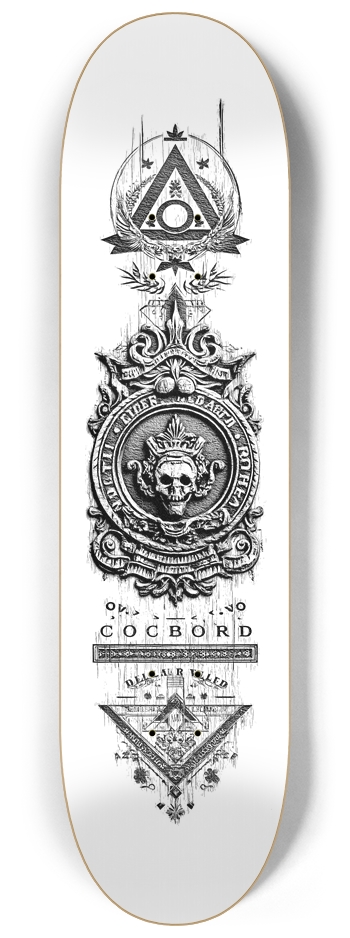 (White is transparent) Illuminati Dark Society 8-1/4 Skateboard Deck