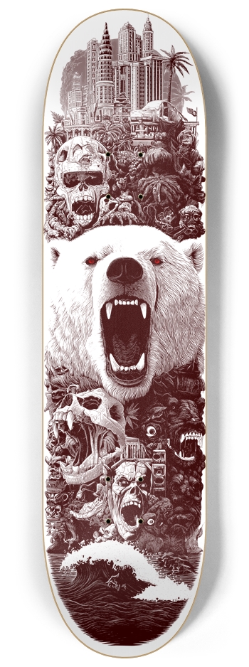 (White is wood deck) Zoo York Grizzly 8-1/4 Skateboard Deck