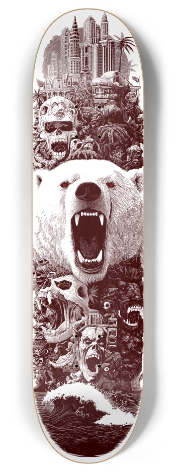 (White is wood deck) Zoo York Grizzly 8 Inch Skateboard Deck