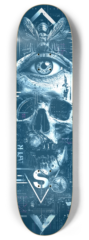 Blue Metal Skull 8 Inch Skateboard Deck
