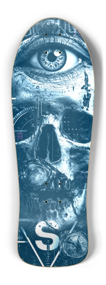 Blue Metal Skull Old School Shape