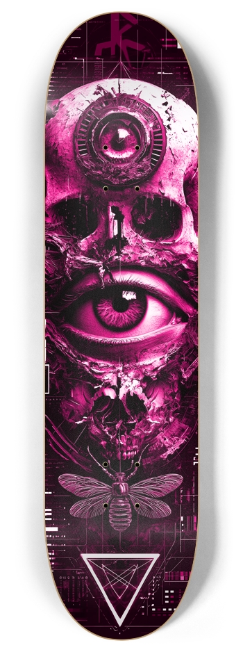 Purple Metal Skull 8 Inch Skateboard Deck