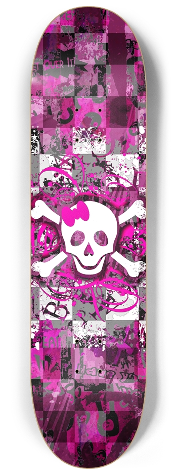 Pink Girly Skull & Crossbones 8-1/4 Skateboard Deck