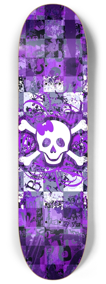 Purple Girly Skull & Crossbones 8-1/4 Skateboard Deck
