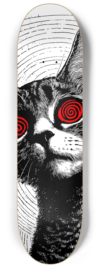 (White is transparent) Hypno Cat 8-1/4 Skateboard Deck