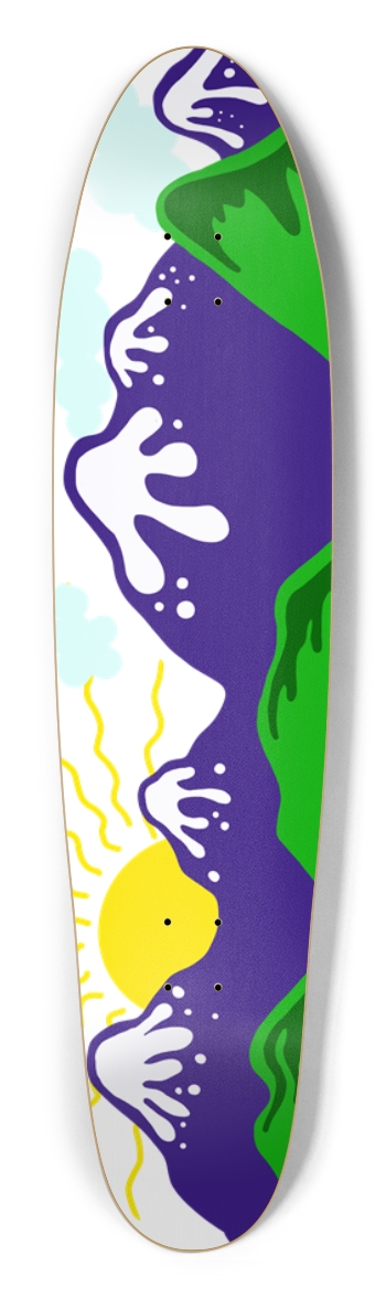 Cartoon Mountains Longboard Shape